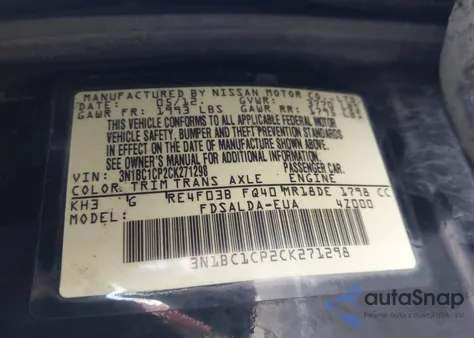 2012 Nissan Versa 1.8 S from USA, damaged, VIN 3N1BC1CP2CK271298
